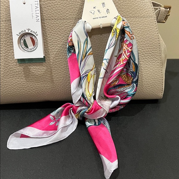 Anna Paola | Italian Leather Satchel w/ Crossbody & Scarf - Picture 14 of 16